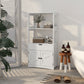 Kleankin Farmhouse Linen Cabinet: White Bathroom Storage with Drawer, Shelves & Rustic Charm | The Comfy Couch Canada