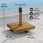 Outsunny Patio Umbrella Base Holder, Outdoor Umbrella Stand with Wheels, Heavy Duty Patio Umbrella Stand Base for Garden, Poolside, Nature Wood | The Comfy Couch Canada