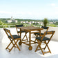 Outsunny 5 Pieces Wood Patio Dining Set, Wheeled Patio Table and Folding Chairs with Cushions for Garden Backyard Poolside, Teak | The Comfy Couch Canada