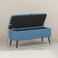 HOMCOM 40" Ottoman with Storage, Linen Upholstered Storage Ottoman Bench with Steel Legs for Living Room, Bedroom Dark Blue | The Comfy Couch Canada