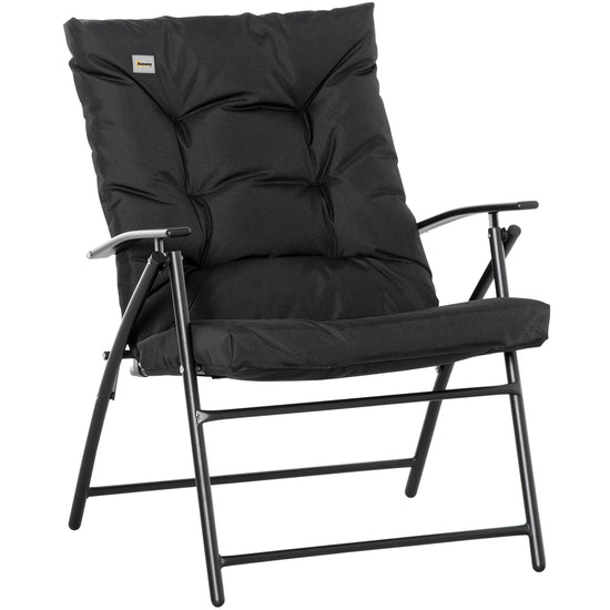 Outsunny Foldable Lounge Chair Fabric Upholstered Recliner Outdoor Lounger with Armrest Metal Frame Camping Beach Chair.