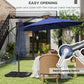Outsunny 9.6ft Offset Patio Umbrella Garden Hanging Parasol Banana Cantilever Umbrella with Base, Crank, Navy Blue | The Comfy Couch Canada