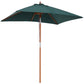 Outsunny Square Wooden Patio Umbrella: 6.6x5ft Tilt Mechanism with 6 Bamboo Ribs Sunshade, Green | The Comfy Couch Canada
