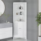 kleankin Modern Corner Bathroom Cabinet: Doors, Cupboard & 3-Tier Shelving for Space-Efficient Storage, White Elegant Unit | The Comfy Couch Canada