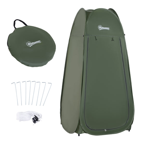 Outsunny Portable Pop Up Camping Shower Tent Dressing Changing Privacy Shelter Green | The Comfy Couch Canada