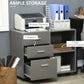 HOMCOM File Cabinet: 3 Drawers, Printer Stand, Open Shelves, Rolling Wheels, Grey, Office Storage | The Comfy Couch Canada