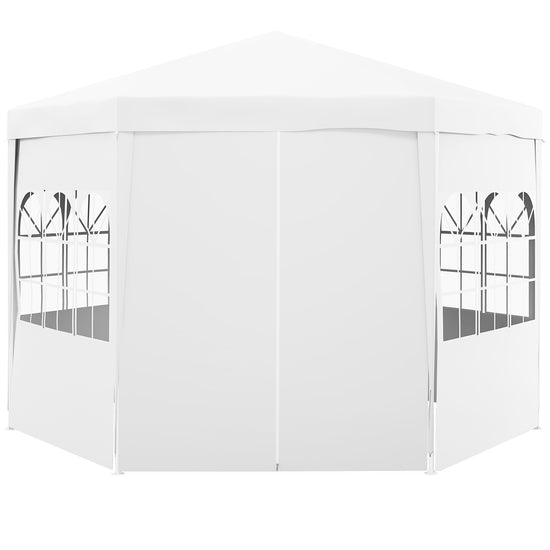 Outsunny 13 ft Party Tent Wedding Gazebo Outdoor Waterproof PE Canopy Shade with 6 Removable Side Walls | The Comfy Couch Canada