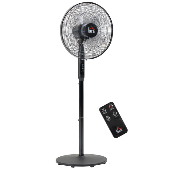 HOMCOM Oscillating Standup Fan with Remote LED Display Cooling Device for Home Office Black | The Comfy Couch Canada