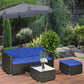 Outsunny 3 Pieces PE Rattan Patio Furniture, Wicker Conversation Corner Sofa Sets w/ Padded Cushions, Glass Top Table & Adjustable Foot | The Comfy Couch Canada
