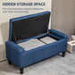 HOMCOM Storage Ottoman Bench, Linen Upholstered Bench with Tufted Design, Dark Blue | The Comfy Couch Canada