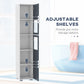 kleankin 75" Tall Bathroom Storage Cabinet: Matte Glass Doors, 5-Tier Shelving & Narrow Space-Saving Design in White Elegant Finish | The Comfy Couch Canada