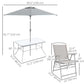 Outsunny 8 Piece Patio Dining Set with Table Umbrella, 6 Folding Chairs and Rectangle Dining Table, Grey | The Comfy Couch Canada