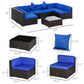 Outsunny 7-Piece Outdoor Sofa Set, Patio Wicker Sectional Sofa with Tempered Glass Coffee Table & Cushions | The Comfy Couch Canada