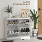 HOMCOM Space-Saving Shoe Storage Cabinet 4 Flip Drawers Adjustable Shelves for 20 Pairs Shoes White | The Comfy Couch Canada