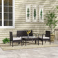 Outsunny 4-Piece Patio Furniture Set Loveseat Sofa Armchairs Glass Table Outdoor Wicker Conversation Set White | The Comfy Couch Canada