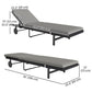 Outsunny PE Rattan Tanning Chair, Outdoor Patio Lounger with 5-Level Adjustable Back, Wheels and Cushion, Grey | Aosom Canada