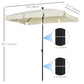 Outsunny Patio Umbrella: 7x4ft Rectangular Aluminum Tilt UV Protection Beige | The Comfy Couch Canada