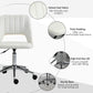 Vinsetto Mid Back Office Chair Velvet Fabric Swivel Scallop Shape Computer Desk Chair, Cream White | The Comfy Couch Canada