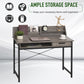 HOMCOM Grey Industrial Computer Desk with Drawer & Open Shelves - Stylish Writing Table with Hutch for Home Office.