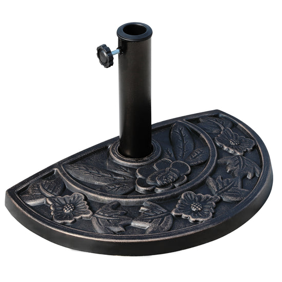 Outsunny Half Round Patio Umbrella Base: 20" Decorative Resin Outdoor Stand Holder, Bronze | The Comfy Couch Canada