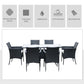 Outsunny Outdoor Dining Set 7-Piece Patio Furniture for 6 with Comfortable Cushions Weather-Resistant Black | The Comfy Couch Canada