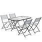 Outsunny Patio Dining Set 5 Pieces Foldable Table and Chairs Glass Top Rectangle Table Stackable Chairs Grey | The Comfy Couch Canada