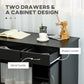 HOMCOM Computer Desk with Drawers Cabinet Adjustable Shelf Home Office Bedroom Compact Workstation Space Saving Design Black | The Comfy Couch Canada