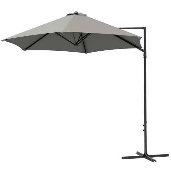 Outsunny 8.5FT Outdoor Cantilever Roma Parasol with 360å¡ Rotation and Cross Base, Offset Patio Umbrella for Garden, Light Grey | The Comfy Couch Canada