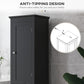kleankin Freestanding Tall Bathroom Cabinet Organizer Adjustable Shelves Cupboards 15" x 13" x 63" Black | The Comfy Couch Canada
