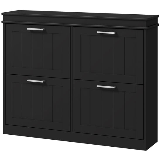 HOMCOM Shoe Storage Cabinet: Space-Saving Design with 4 Flip Drawers & Adjustable Shelves for 20 Pairs, Black | The Comfy Couch Canada