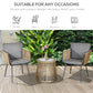Outsunny Wicker Rattan 3 PCS Bistro Set Webbed Patio Furniture Conversation Chairs Coffee Table Metal Legs Garden Backyard Deck | The Comfy Couch Canada