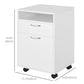 HOMCOM Mobile Vertical Filing Cabinet 24" with Drawer and Wheels - Essential Office Storage Cabinet in White.