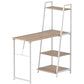 HOMCOM Foldable Computer Desk: Storage Shelves, Home Office Workstation for PC Laptop Gaming, White Natural | The Comfy Couch Canada