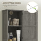HOMCOM 67" Tall Bathroom Cabinet, Narrow Bathroom Storage Cabinet with Drawer, Barn Doors and Adjustable Shelves, Dark Grey | The Comfy Couch Canada