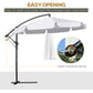 Outsunny 9FT Offset Cantilever Patio Umbrella: White Easy Tilt Cross Base 8 Ribs Durable Outdoor Shade | The Comfy Couch Canada