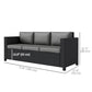 Outsunny Deluxe 3 Seat Rattan Wicker Sofa Garden Outdoor Patio Furniture with Cushion, Grey | The Comfy Couch Canada