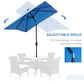 Outsunny 9.7x6.2ft Solar LED Patio Umbrella: Rectangular Outdoor Shade with Tilt Feature & Crank, Light Blue | The Comfy Couch Canada