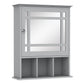 Kleankin Grey Wall Cabinet: Mounted Bathroom/Kitchen Storage with Mirrored Door & 3 Shelves for Space Efficiency | The Comfy Couch Canada