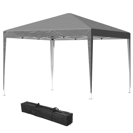 Outsunny 10 x 10ft Folding Pop Up Tent Outdoor Gazebo Canopy with Carrying Bag, Grey | The Comfy Couch Canada