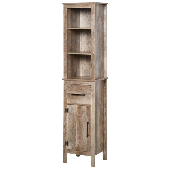kleankin Tall Bathroom Storage Solution: Freestanding Cabinet with Adjustable Shelves, Cupboard Space & Home Organization, White.