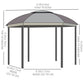 Outsunny 12x12 Outdoor Dome Gazebo Canopy Patio Shelter with Netting Sidewalls, Curtains & Double Vented Roof in Brown | The Comfy Couch Canada