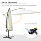 Outsunny 9.7ft Offset Patio Umbrella Cantilever Parasol with Crank Handle 8 Ribs and Cross Base for Outdoor Sun Shade Cream | The Comfy Couch Canada