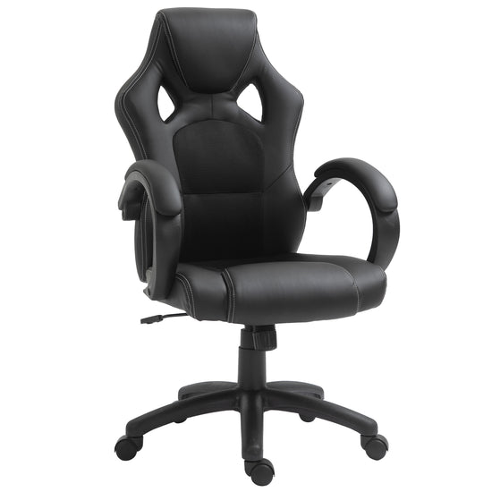 HOMCOM High Back Racing Gaming Chair Office Computer Desk Chair Swivel Wheels Padded Headrest Tilt Function Black | The Comfy Couch Canada