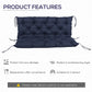 Outsunny 2-Seater Garden Bench with 4.7" Thick Cushions, Non-Slip Backrest Pad, Outdoor Patio Furniture, Navy Blue | The Comfy Couch Canada