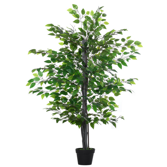 Outsunny 4.75FT Ficus Tree: Artificial Banyan Silk Plant in Pot for Indoor/Outdoor Home & Office Decor | The Comfy Couch Canada