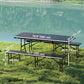 Outsunny 6FT 3PCS Faux Rattan Outdoor Camping Table Bench Set with Carrying Handles, Folding Picnic Table with 2 Benches, Black | The Comfy Couch Canada