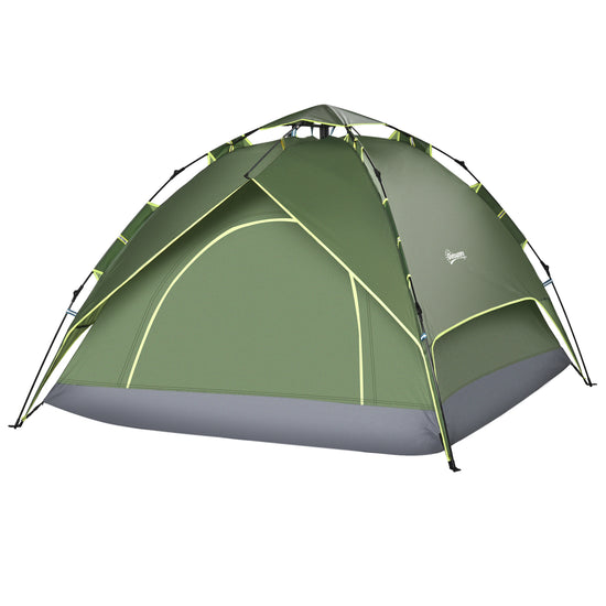 Outsunny Camping Tent, 3 Person Family Tent, 1000mm Waterproof, with Sewn-in Groundsheet and Carry Bag,  for Fishing, Dark Green | The Comfy Couch Canada