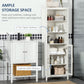 kleankin Tall Bathroom Linen Tower: 3-Tier Shelving, Glass Door & Freestanding Design with Adjustable Interior, White Elegant Unit | The Comfy Couch Canada