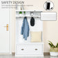 HOMCOM 3-in-1 Entryway Elegance: Modern Hall Tree Coat Rack with Shoe Storage Bench and Hooks for Bedroom, White Finish | The Comfy Couch Canada