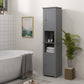 HOMCOM Freestanding Tall Bathroom Linen Cabinet Open Shelves Dual Doors Narrow Storage Unit Space Saving Furniture Grey | The Comfy Couch Canada